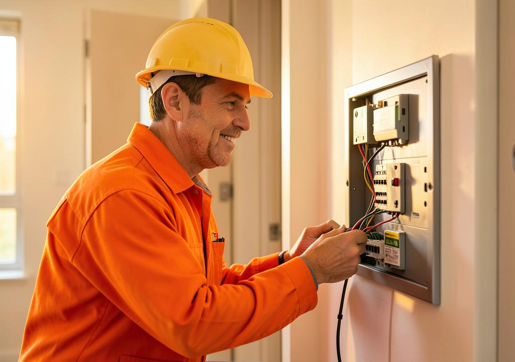 Électricien Machado en intervention sur un tableau électrique